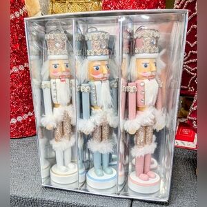 New 3pc Pastel Christmas Nutcracker Ornaments